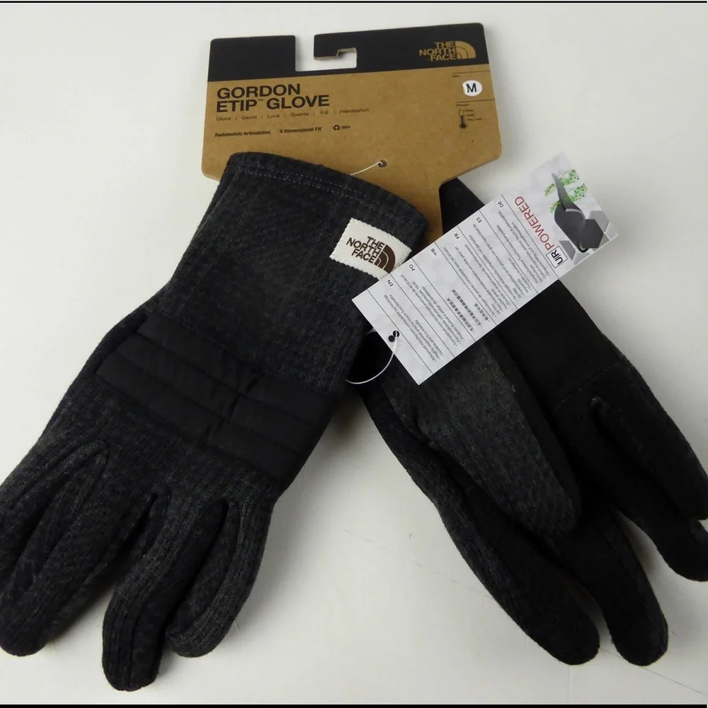 TNF The North Face Sweater Fleece U/R Tech Gordon E-Tip Gloves NWT Gray Plaid - Picture 2 of 6